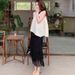 Miyake Set High-End Fashionable Elegant Lazy Sleeveless Top With Pleated Fringe Skirt For Women_ecoleips.com