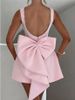 Women's Clothing Summer Women's Clothing Pearl Bow Fashion Slim Short Skirt Backless Hot Girl A Line Dress_ecoleips.com