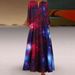 New Fashion 3D Starry Sky Print Long Sleeve Maxi Dress High Waist Slimming Long Dress For Women Casual Daily Wear_ecoleips.com