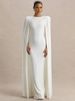 Blifanbo Sexy Cape Sleeve Maxi Dress Women Gown Fashion O Neck High Waist Split Zipper Club Party Long Dresses Female Elegant_ecoleips.com