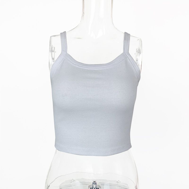 Women's Clothing Women's Ins Niche Threaded Knitted Suspender Top Short Navel Baring Slim Fit U Neck Inner Vest_ecoleips.com