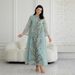 Luxury Embroidered Abaya Dress – Elegant Blue Sequin Maxi Gown For Women, Modest Dubai Style Islamic Wear With Sheer Net Fabric_ecoleips.com