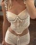 Women's Clothing Spring And Summer New Fashion Sexy Solid Color Navel Baring Sling Beaded Top Short_ecoleips.com