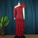 Women's Clothing Collar Dress Designer Single Sleeve Oblique Hem Mesh Wood Ear Dress_ecoleips.com