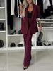 Women's Clothing Elegant Wide-Leg Suit Set For Women - Comfortable Office & Casual Blazer & Pants Outfit In Black/Red/Burgundy/Apricot/Sky Blue/Navy_ecoleips.com