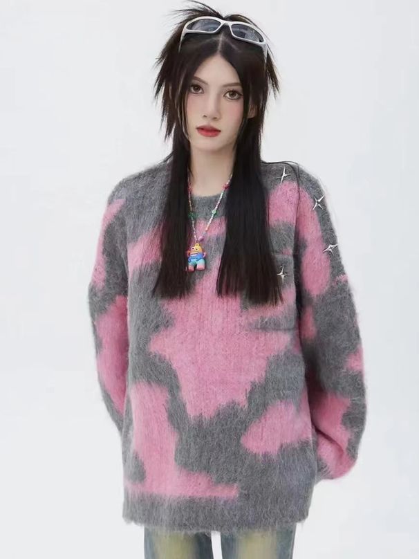 girl 2025 Autumn Winter New Loose Slimming Mink Velvet Elegant Pullover Knitted Sweater For Women_ecoleips.com
