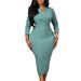 plus Size Women's Fashion V Neck Solid Color Bodycon Pencil Skirt D3356 Slimming African Dress_ecoleips.com