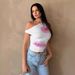 Women’s Clothing Sexy Hot Girl Hibiscus Flower Print Asymmetrical Neckline Short Top Waist Design Vest Top_ecoleips.com