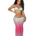Women's Clothing Gradient Color Mesh Slimming Sexy Bikini Three Piece Swimsuit_ecoleips.com
