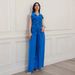 Women's 2 Piece Solid Color Sleeveless Belted Top And Trousers Set – Casual Spring Summer Outfit 2026_ecoleips.com