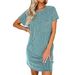 Women Casual Contrast Color Twist Stripe Short Sleeve Dress With Pockets Loose Daily Wear Outfit_ecoleips.com