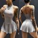 Modal Women's Sports Bra Vest And Skirt Set Breathable High Elasticity Fitness Wear For Running Anti-Exposure Pleated Active Outfit_ecoleips.com