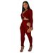 Sexy Ribbed V-Neck Two-Piece Set – Stretchy High-Waist Pants & Long-Sleeve Top For Women (S-XXL, 6 Colors)_ecoleips.com