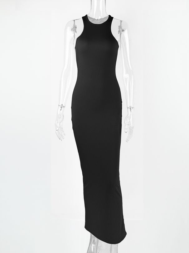 Women's Clothing Sexy Slim Sleeveless Round Neck Dress_ecoleips.com