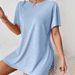 Summer Casual Women's Two Piece Suit Comfortable Bat Sleeve round Neck Slit T-Shirt And Tight Shorts Set_ecoleips.com