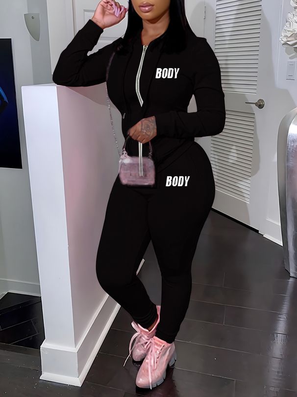 Women's Clothing 2024 New Sweatshirt Women's Two Piece Hoodie Letter Printing Casual Printing Sports Suit_ecoleips.com