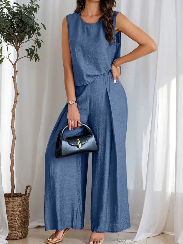 Women's Clothing Wide Leg Pants Casual Fashion Solid Color High Waist Loose Suit_ecoleips.com