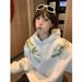 Women's Retro Embroidered Hooded Sweatshirt Casual Lazy Style Fleece Lined Thickened Men's Hoodie Heavy Duty Machine Embroidered for Autumn And Winter_ecoleips.com