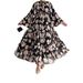Women's Clothing Middle East Muslim women's clothing new chiffon flower print long fashionable and elegant dress_ecoleips.com