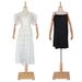 Women's Clothing Mesh Embroidered Dress Lace V Neck Dress_ecoleips.com