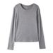 Women's High Quality Tencel Wool Long Sleeve T-Shirt Round Neck Loose Fit Layering Top_ecoleips.com