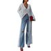 Women's French Holiday Style Cardigan Long Loose Woolen Coat Casual Leisure Outerwear Unique Design Hollow Trumpet Sleeve_ecoleips.com
