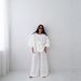 Women's Waffle Knit Set Solid Color Loose Fitting Wide Sleeved Top High Waisted Wide Leg Pants Two Piece Cross Border_ecoleips.com