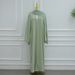 Voya Große Größen Muslim Modest Spitzenbesatz Zwei Teile Set – Langarm Cardigan & Kleid Mit V-Ausschnitt Chiffon Abaya (Hellblau)_ecoleips.com
