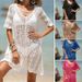 Sexy Lace-Trim Deep V Neck Bikini Cover-Up Beach Tunic - Lightweight & Breathable Sun Protection For Women"_ecoleips.com