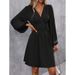 Voya Voya New Foreign Trade Cross-border Women's Dress With An Asymmetrical Neckline, Lantern Sleeves, And Pleated Waist_ecoleips.com