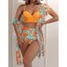Women's swimsuit three-piece swimsuit female sexy print high waist bikini swimsuit_ecoleips.com
