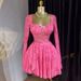 Women's Elegant Sweet Square Neck Bow Long Sleeve Dress American Style Cross Border Summer New 2026 Irregular_ecoleips.com