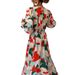 2024 Bohemian Style European American New Spring And Autumn Deep V-neck Printed High-waisted Casual Long-sleeve Long_ecoleips.com