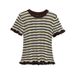 Women's Clothing 2025 Summer New Round Neck Contrasting Striped Knitted T-shirt Women's Top L28171_ecoleips.com