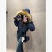 girl Navy Blue Fur Collar Hooded Short Jacket For Women Winter New American Retro Slim Fit Thickened Warm Down Cotton Coat_ecoleips.com