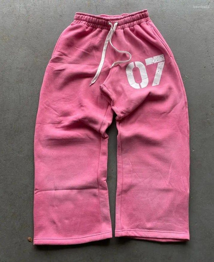 Unisex Letter Print Sweatpants - Elastic Waist Loose Fit Joggers For Men & Women, Trendy Streetwear Fashion_ecoleips.com