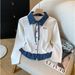 Women's Soft Style Polo Collar Long Sleeve T-Shirt Plaid Patchwork Layered Design Spring Autumn Essential XS XL Polyester Blend_ecoleips.com