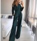 Women's long skirt jumpsuit slanted placket mid-waist temperament commuting jumpsuit_ecoleips.com