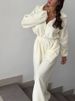 girl Girl European And American Autumn Winter Women's Fashion New Long Sleeve Ladies Casual Half-Open Front Elastic Waist Jumpsuit_ecoleips.com