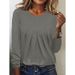 Essential Crinkle Texture Long Sleeve T-Shirt – Relaxed Fit Crew Neck Top In 8 Colors (White, Black, Wine Red)_ecoleips.com