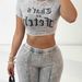 Women's Clothing High Street Hiphop Street Positioning Printing Short Sleeved Top Straight Trousers Suit_ecoleips.com