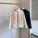 girl Girl Slim Waist Patchwork Jacket Autumn Winter Fleece Lined Warm Coat Women Small Stand Collar Windproof Inner Wear 90% White_ecoleips.com
