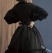 Elegant Milk Tea Bow Dress With Puff Sleeves, A-Line Long Maxi Dress With Ruffle Hem, Vintage Inspired Princess Style_ecoleips.com