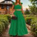 Aria Basics Aria Basics 2025 Summer European And American Cross-Border New Style Elegant Sexy Solid Color Mid-Waist Strap Wide Hem Two-Piece Set_ecoleips.com