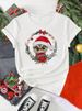 European And American Cross-border Foreign Trade Women's Clothing Christmas Merry Round Neck Printed Ladies Short Sleeve_ecoleips.com