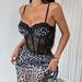 New Cross-border European And American Style Wild Leopard Print Strapless Sexy Lace Slim-fit Camisole Dress For Women_ecoleips.com