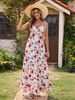 Women's Summer Beach Satin Cami Maxi Dress – V Neck Bowknot Floral Print Slip Dress, Going Out Clubwear 2026_ecoleips.com