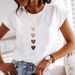 European And American Cross-border Foreign Trade Women's Clothing, Simple Heart-printed Round-neck Short-sleeve T-shirt_ecoleips.com
