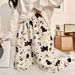 Black Cat Cartoon Pajamas Pants Kawaii Christmas PJS Korean Women Winter Warm Fluffy Flannel Sleepwear Girls Cute PJ Pants_ecoleips.com