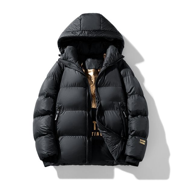 Women's Clothing Men's Winter Hooded Graphene Cotton Jacket - Thickened Loose Fit Coat For Cold Weather, Lightweight & Warm, Black_ecoleips.com